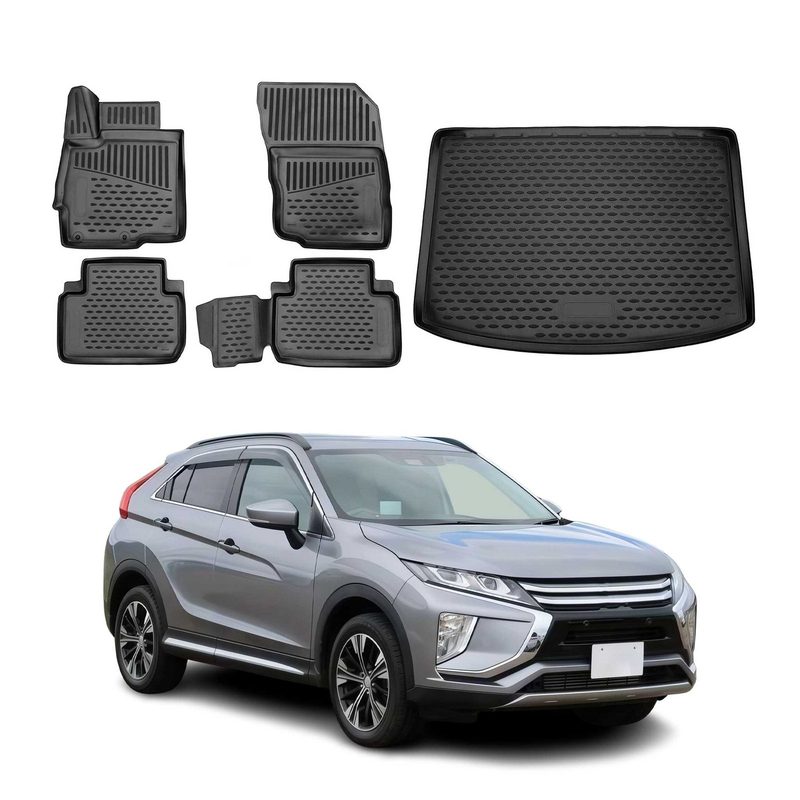 2018-2022 Mitsubishi Eclipse Cross Pre-FL Floor Mats & Cargo Liner Full Set All Weather Black