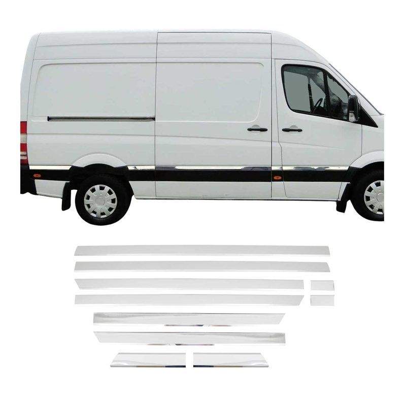 2006-2013 Mercedes Sprinter W906 L3 Long 170" Side Door Molding Trim Stainless Steel