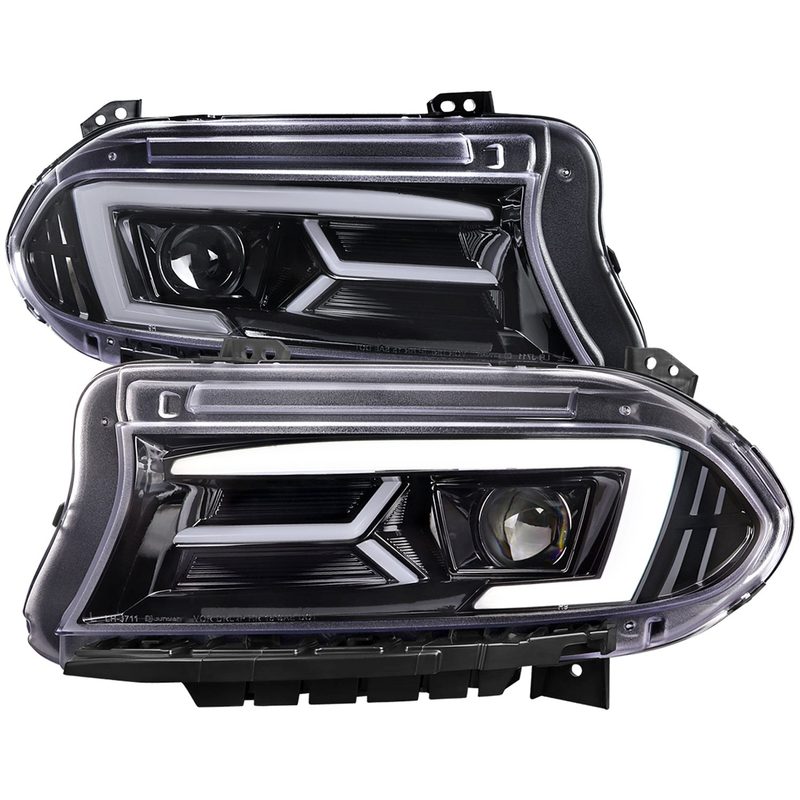 2015-2023 Dodge Charger LED Projector Headlights LED Turn Signal Jet Black