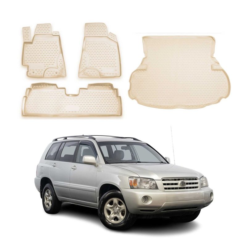 2001-2007 Toyota Highlander Floor Mats & Cargo Liner Full Set All Weather Beige