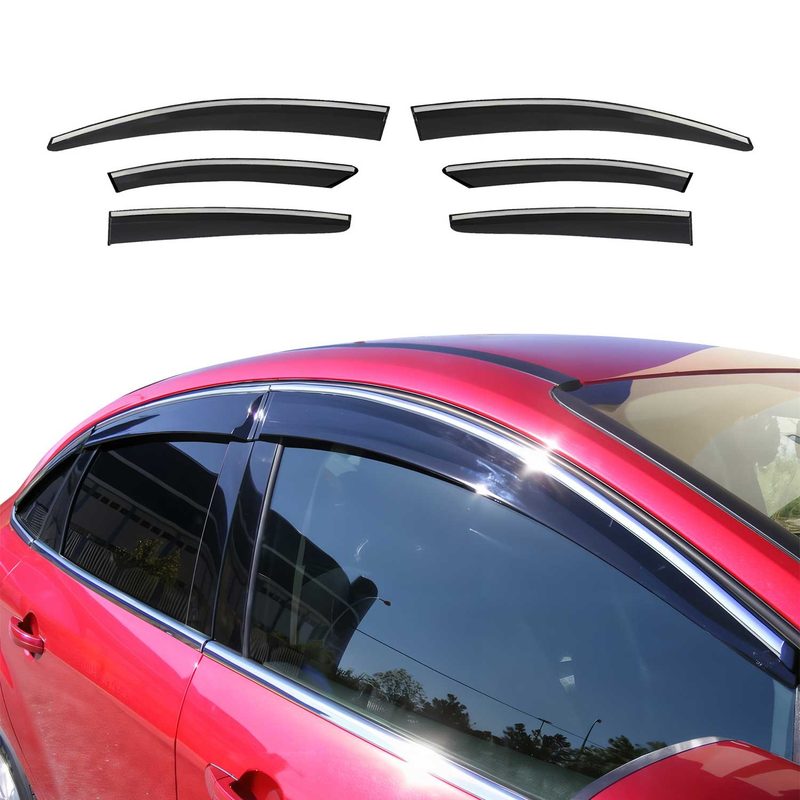 2012-2014 Ford Focus Hatchback Window Visor Vent Rain Deflector 6Pcs Smoke