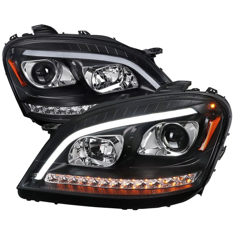 2006-2008 Mercedes W164 ML Class LED Bar Headlights Signal Lights Matte Black