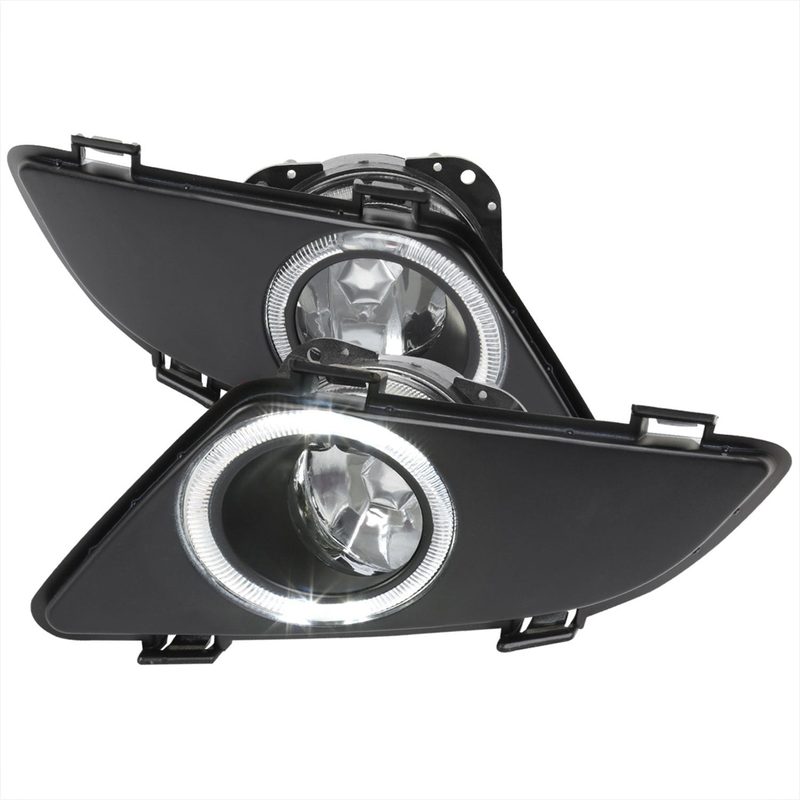 2003-2005 Mazda 6 Sedan H3 Halo Ring Fog Lights Kit Chrome/Clear Lens