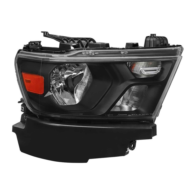For Dodge RAM 1500 2019-2024 Factory Style Crystal Headlight Passenger Side Only Black Housing Clear Lens