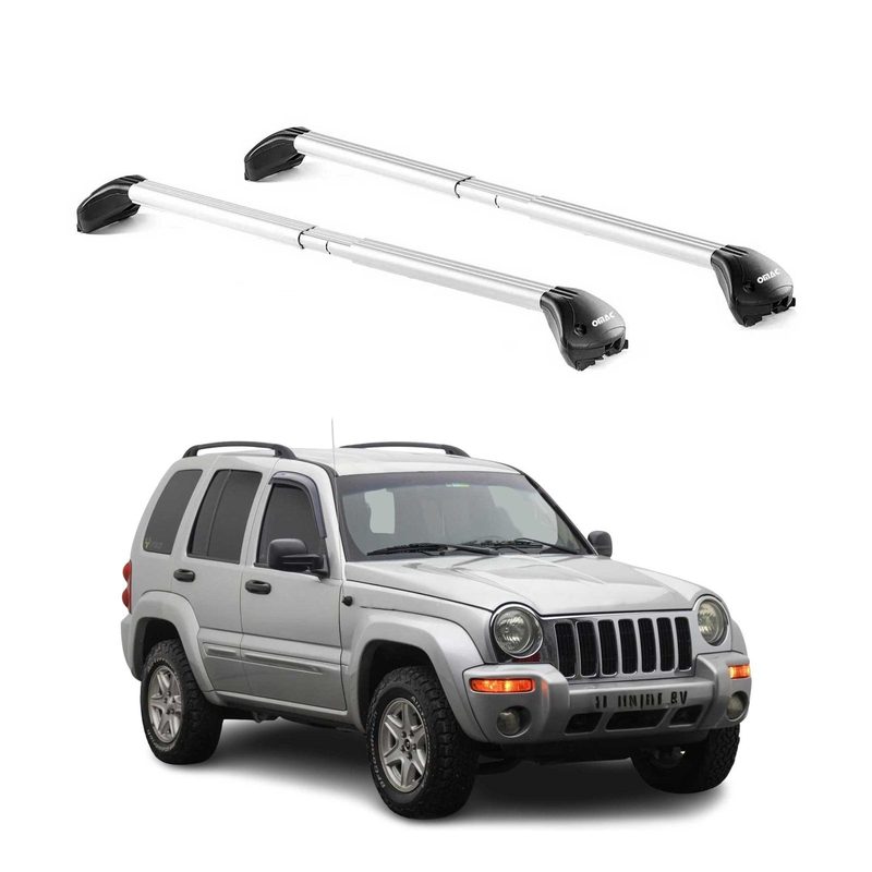 2002-2007 Jeep Cherokee Kj Roof Rack Cross Bars Silver