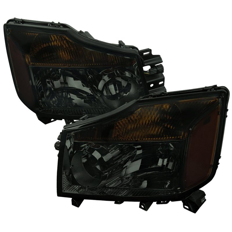2004-2015 Nissan Titan/04-2007 Armada Factory Headlights Amber Reflectors Smoke
