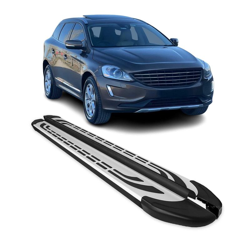 2010-2017 Volvo XC60 Running Boards Side Steps Silver & Black