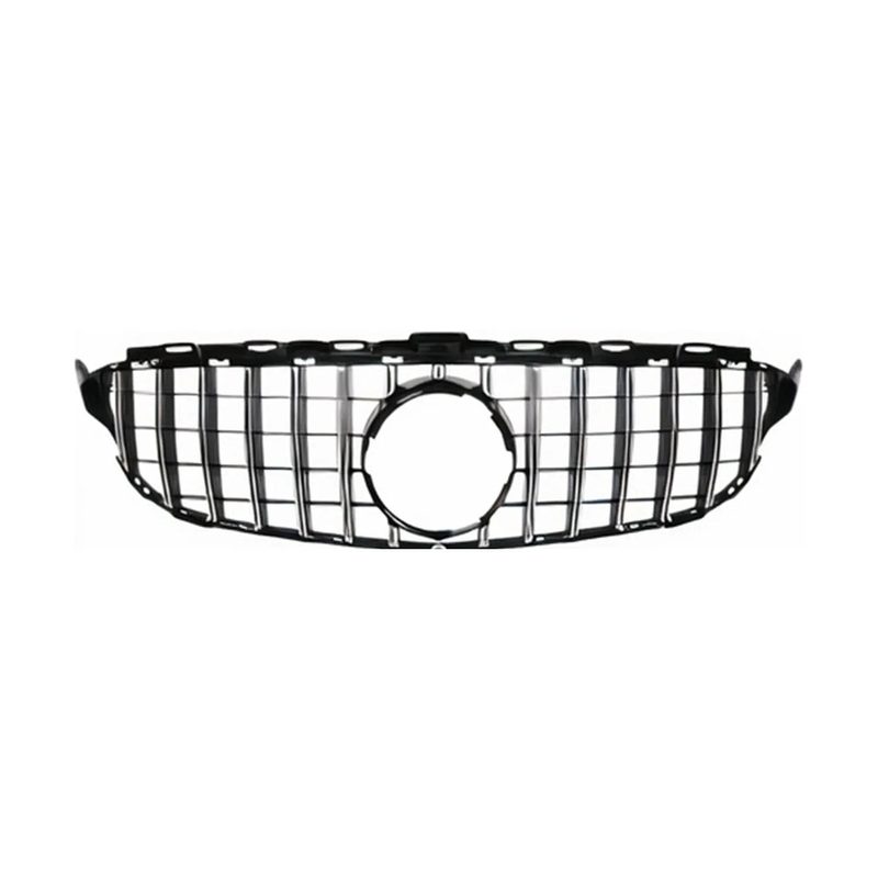 2019-2021 Mercedes-Benz C-Class C200 C300 C180 C250 C350e Front Grille GT R Style Chrome W/O Camera Hole