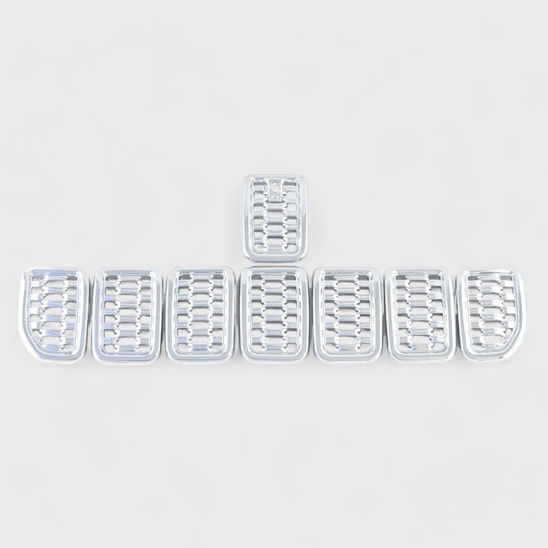 2021-2025 Jeep Grand Cherokee L Grille Overlay Chrome 8Pcs ABS Plastic