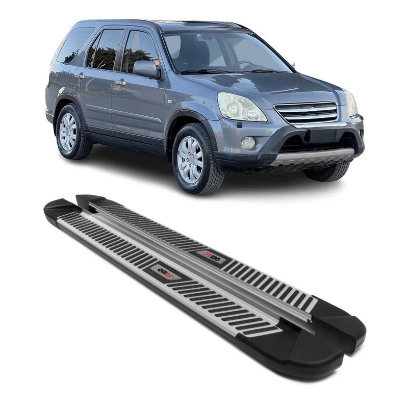 2002-2006 Honda CR-V Running Boards Side Steps Silver & Black
