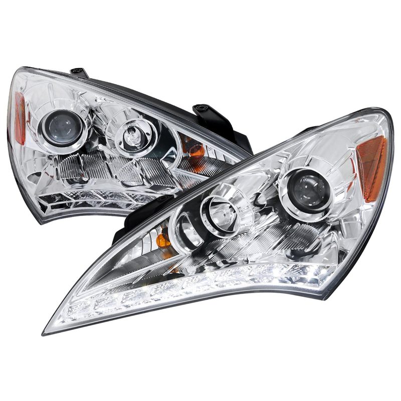 2010-2012 Hyundai Genesis Coupe Projector Headlights SMD LED Light Chrome