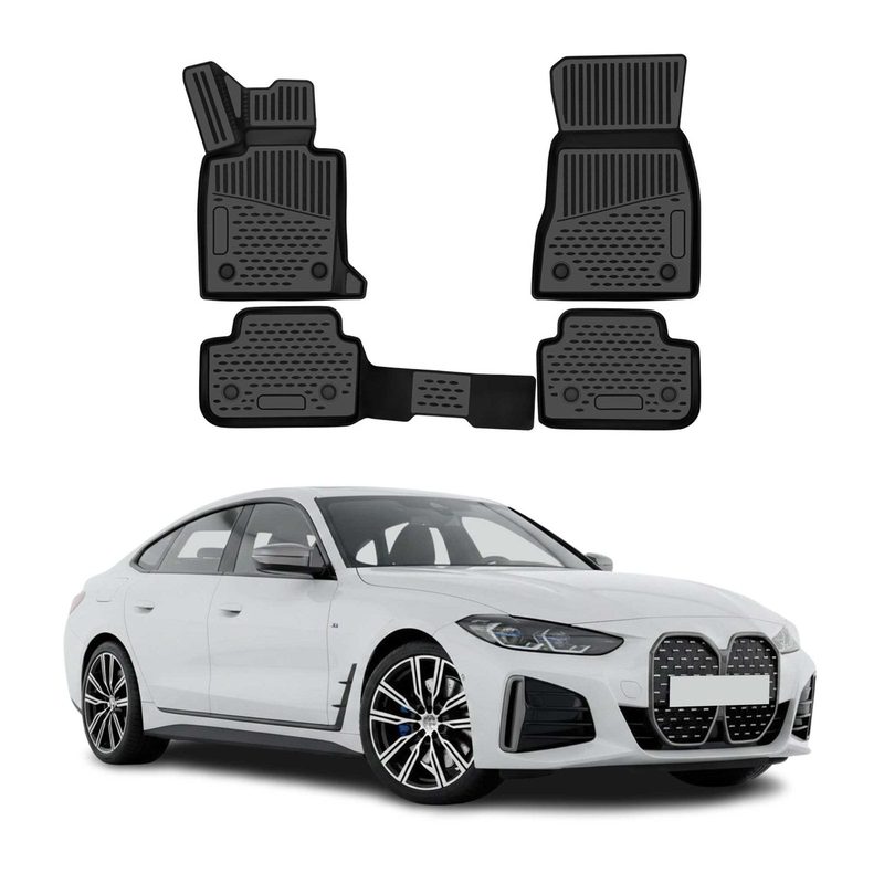 OMAC Floor Mats Liner for Bmw i4 2021-2026 Rubber TPE Black 4Pcs