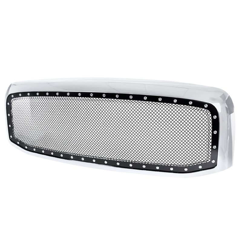 2006-2008 Dodge RAM Chrome ABS Rivet Style Grille w/ Stainless Steel Mesh