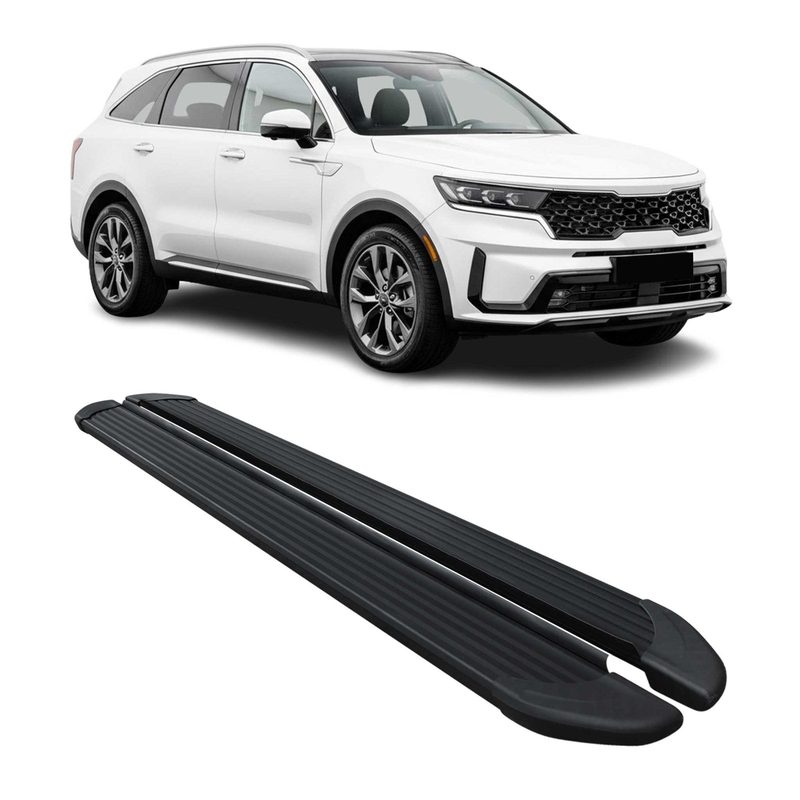 Running Boards Nerf Bars Side Step for Kia Sorento IV 2021-2023 Pre-FL Alu Black