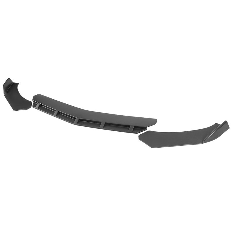 Universal Matte Black Polypropylene 3Pcs Front Bumper Lip Splitter Spoiler Set