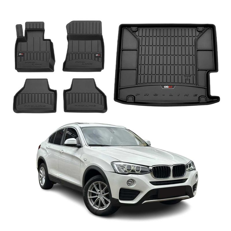 2015-2018 BMW X4 F26 Premium Floor Mats & Cargo Liner Full Set All Weather Heavy Duty Black