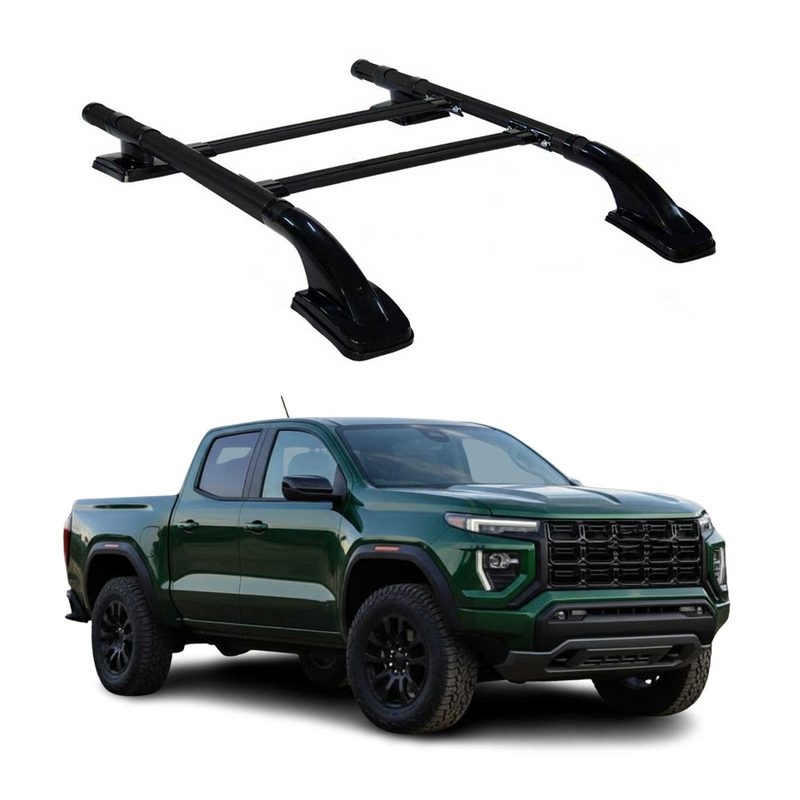 2023-2026 GMC Canyon III Crew Cab Top Roof Rack & Side Rails Black Alu 4Pcs