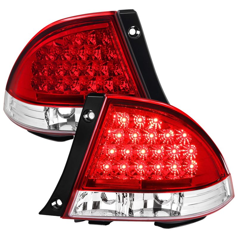 2001-2005 Lexus IS300 LED Tail Lights Chrome Housing/Red Clear Lens