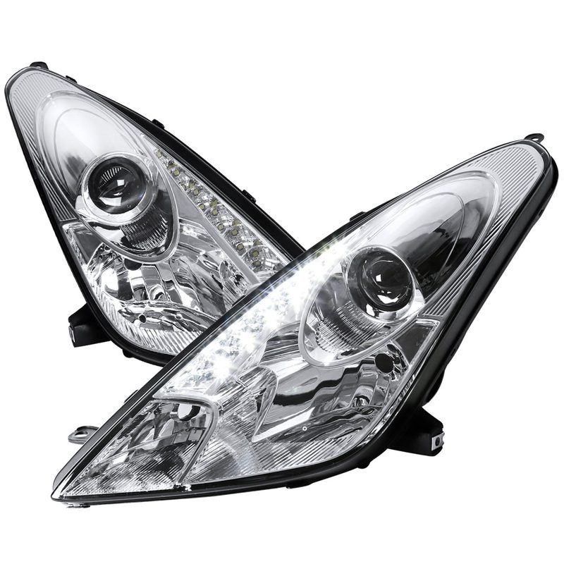 2000-2005 Toyota Celica Projector Headlights SMD LED Light Strip Chrome/Clear