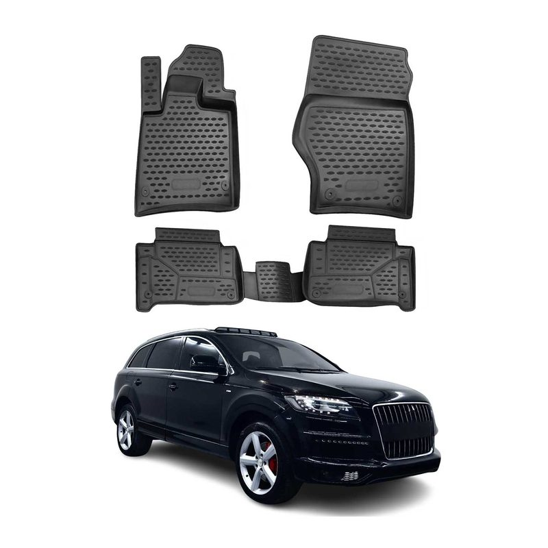 2007-2015 Audi Q7 1.gen Floor Mats Liners Full Set All Weather Black