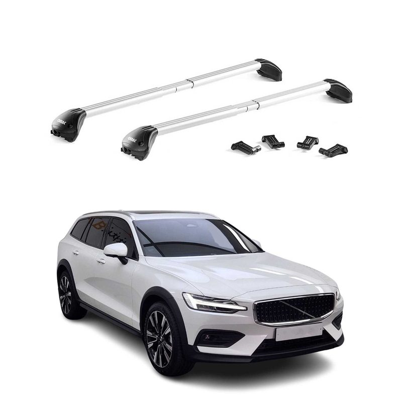 Roof Rack Cross Bars Carrier for Volvo V60 I Cross Country 2016-2018 Alu Grey 2x