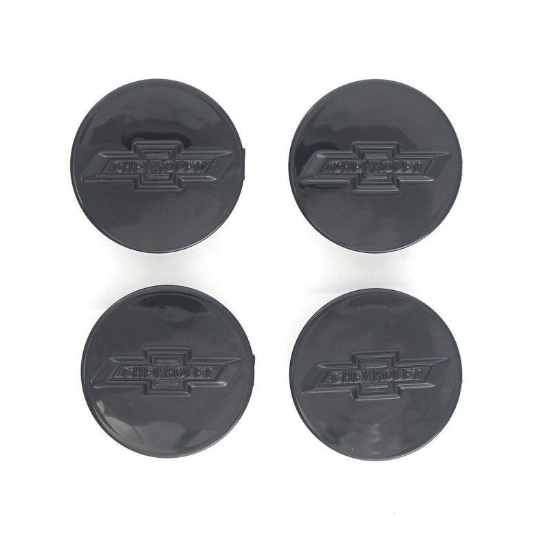 2015-2025 Chevrolet Suburban / Tahoe Licensed Wheel Cap Emblem Set Gloss Black 4Pcs ABS Plastic