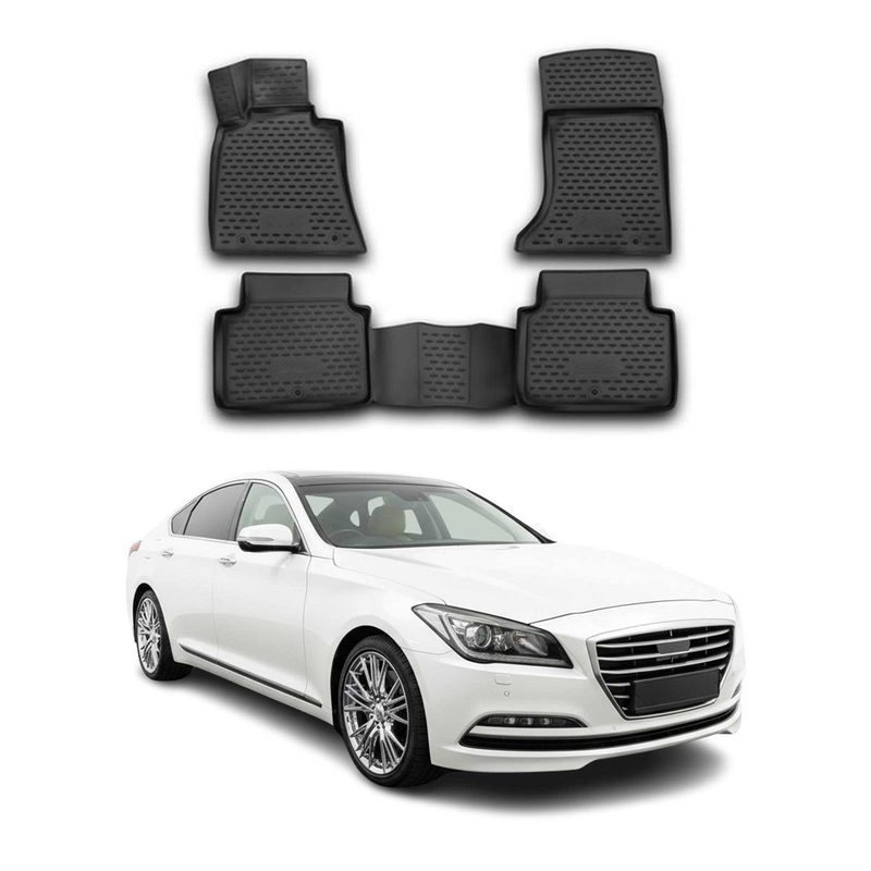 2015-2016 Hyundai Genesis Floor Mats Liners Full Set All Weather Black