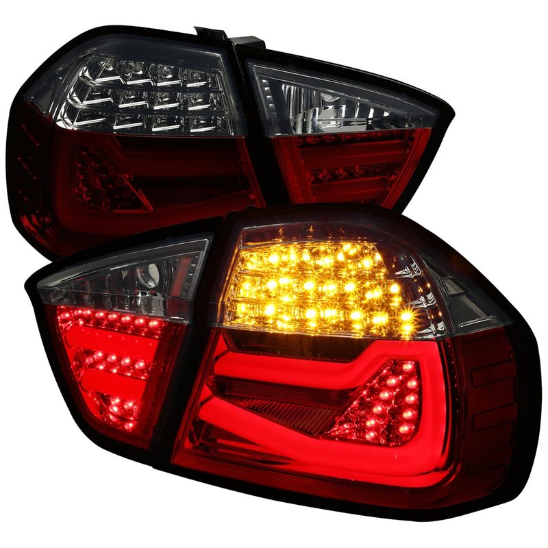 2006-2008 BMW E90 3 Series Sedan LED Tail Lights Chrome/Red Smoke Lens