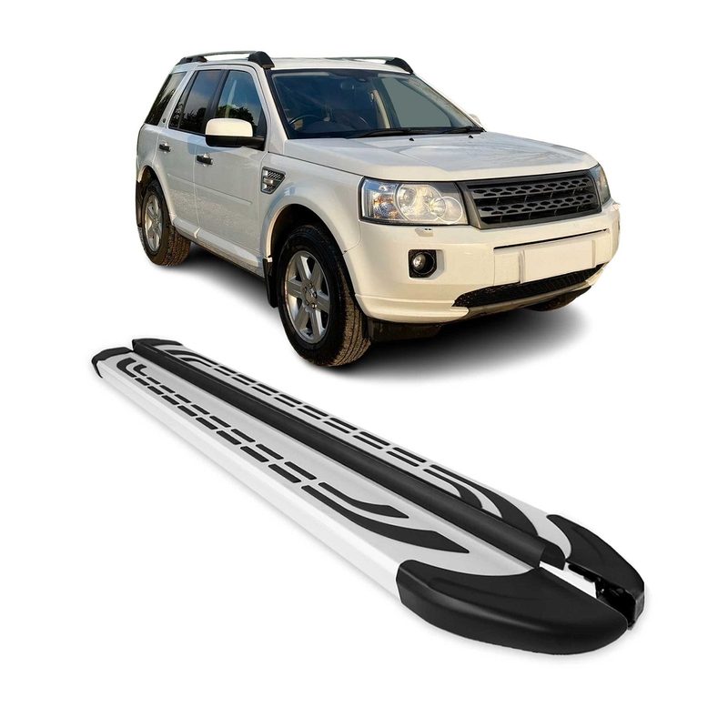 2008-2015 Land Rover LR2 Running Boards Side Steps Silver