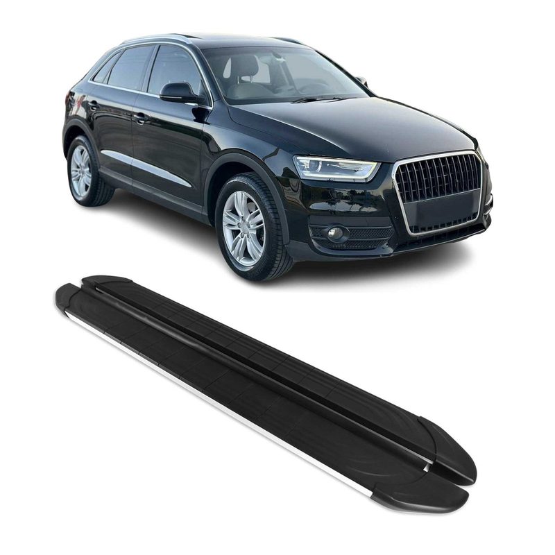 2013-2018 Audi Q3 / Q3 Quattro Running Boards Side Steps Silver & Black