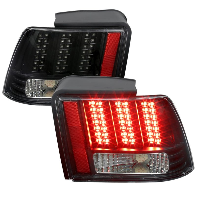 1999-2004 Ford Mustang Sequential LED Tail Lights - RS Matte Black/Clear Lens