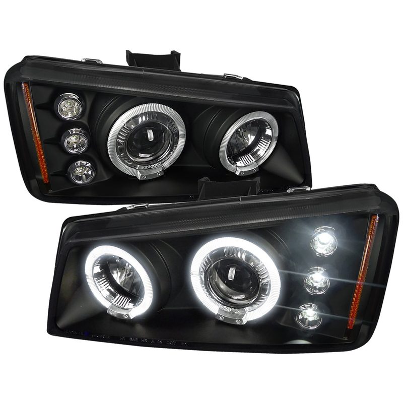 2002-2006 Chevy Avalanche/03-2007 Silverado Dual Halo Projector Headlights Black