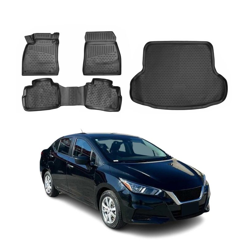 2020-2024 Nissan Versa Floor Mats & Cargo Liner Full Set Black