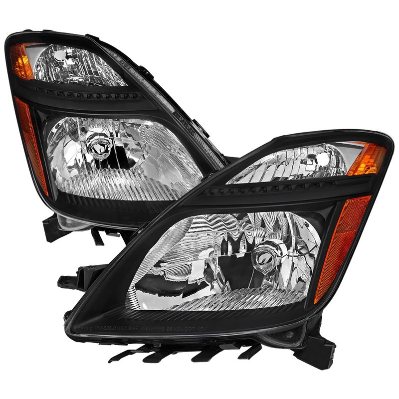 2006-2009 Toyota Prius Factory Headlights w/Amber Reflector Matt Black/Clear