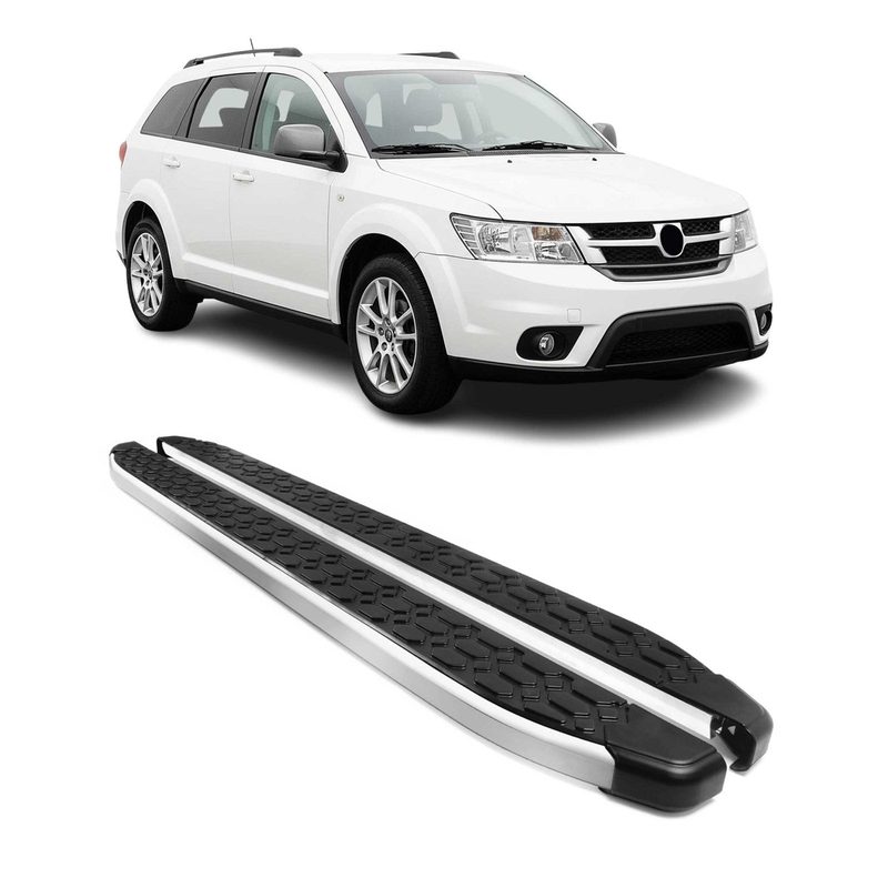 2009-2020 Dodge Journey Running Boards Side Steps Silver & Black