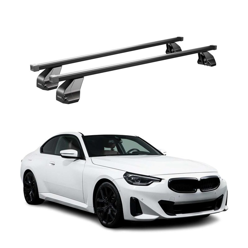 Top Roof Racks Cross Bars fits BMW 4 Series G26 Gran Coupé 2022-2026 Black Steel