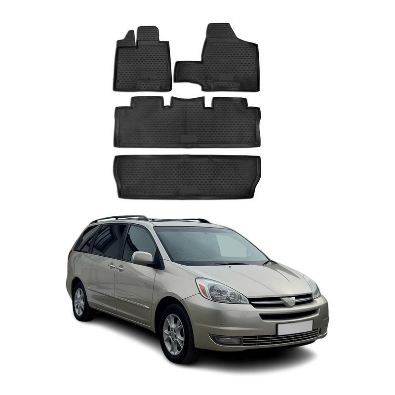 2004-2010 Toyota Sienna Floor Mats Liners Full Set All Weather Black