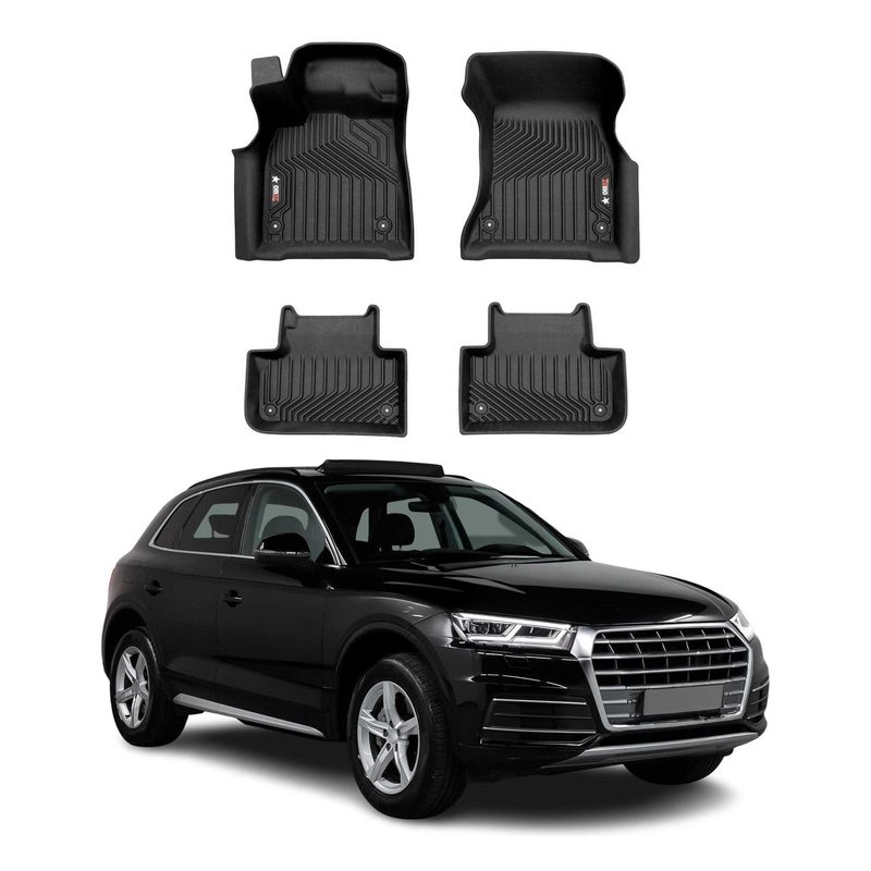 2018-2025 Audi Q5 SQ5 2.gen Premium Floor Mats Liners First and Second Row Set Black