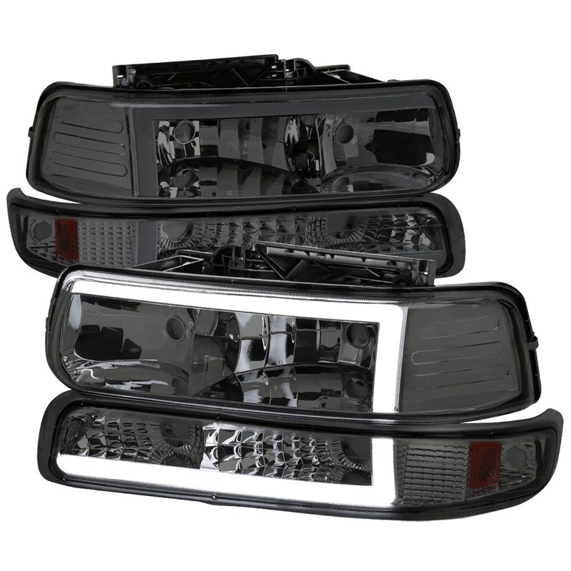 1999-2002 Chevy Silverado 1500 2500/Tahoe Suburban LED Headlights Chrome&Smoke