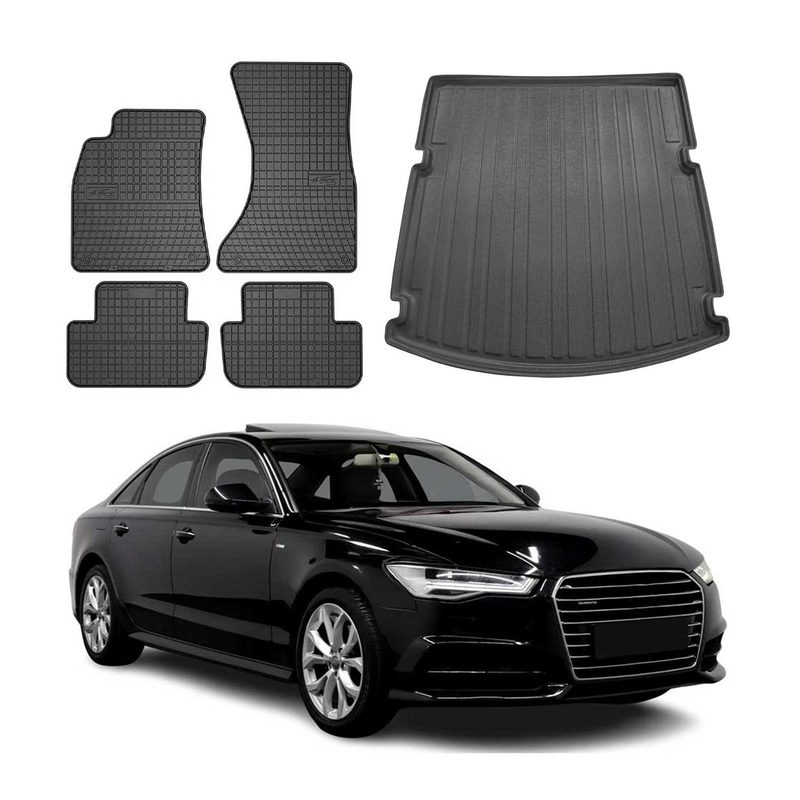 2012-2018 Audi A6 S6 Sedan Floor Mats & Cargo Liner Full Set All Weather Black