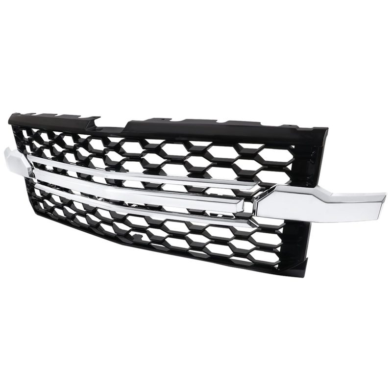 2019-2022 Chevy Silverado 1500 WT Glossy Honeycomb Hood Grille Chrome Trim