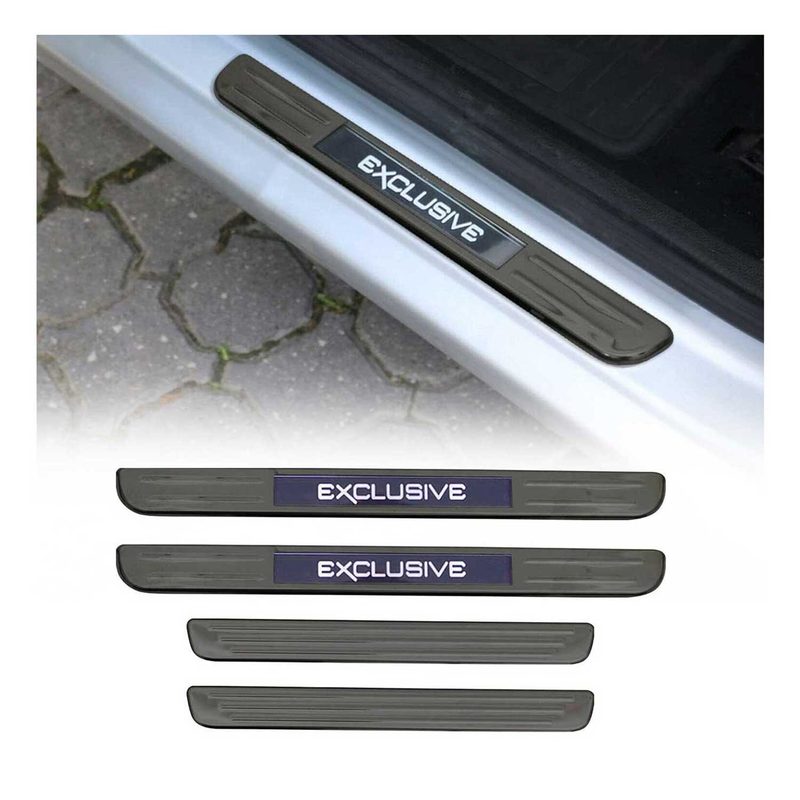 2018-2024 VW Tiguan Door Sill Scuff Plate Illuminated Stainless Steel Dark 4 Pcs