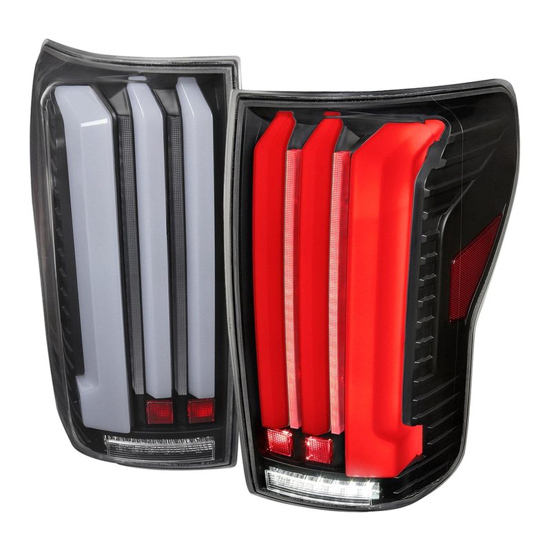 2007-2013 Toyota Tundra Sequential White LED Bar Tail Lights Matte Black/Clear