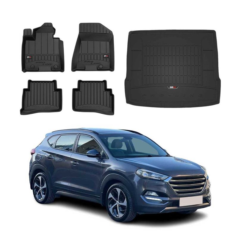 2016-2021 Hyundai Tucson Premium Floor Mats & Cargo Liner Full Set All Weather Heavy Duty Black