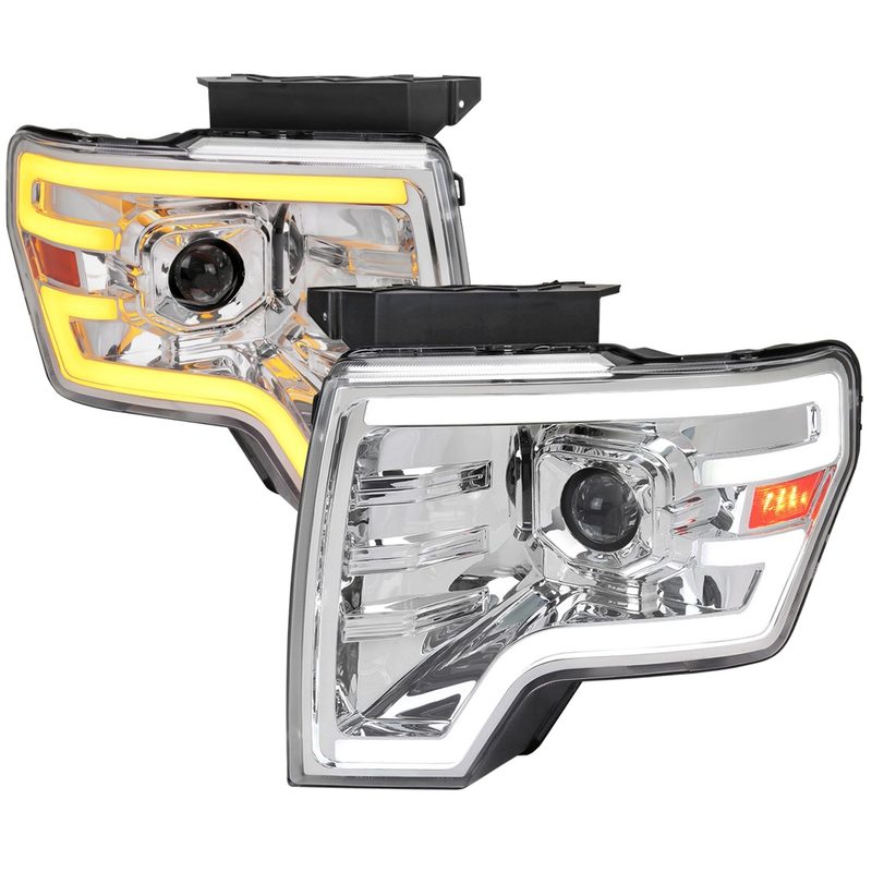 2009-2014 Ford F-150 Sequential LED Turn Signal Projector Headlights Chrome