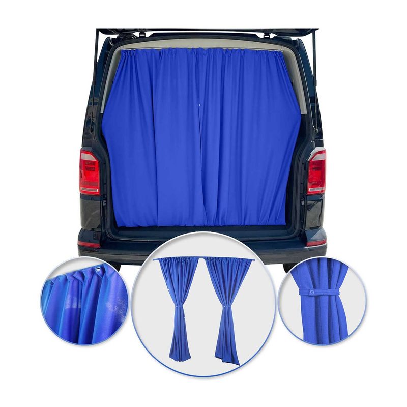Ford E-Series Trunk Tailgate Curtains Blue 2 Privacy Curtains