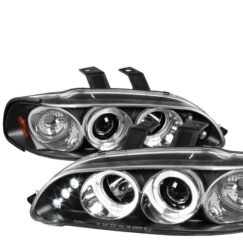 1992-1995 Honda Civic Dual Halo Projector Headlights Matte Black/Clear Lens