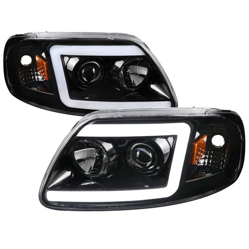 1997-2004 Ford F-150 / 1997-2002 Expedition LED CBar Projector Headlights Black