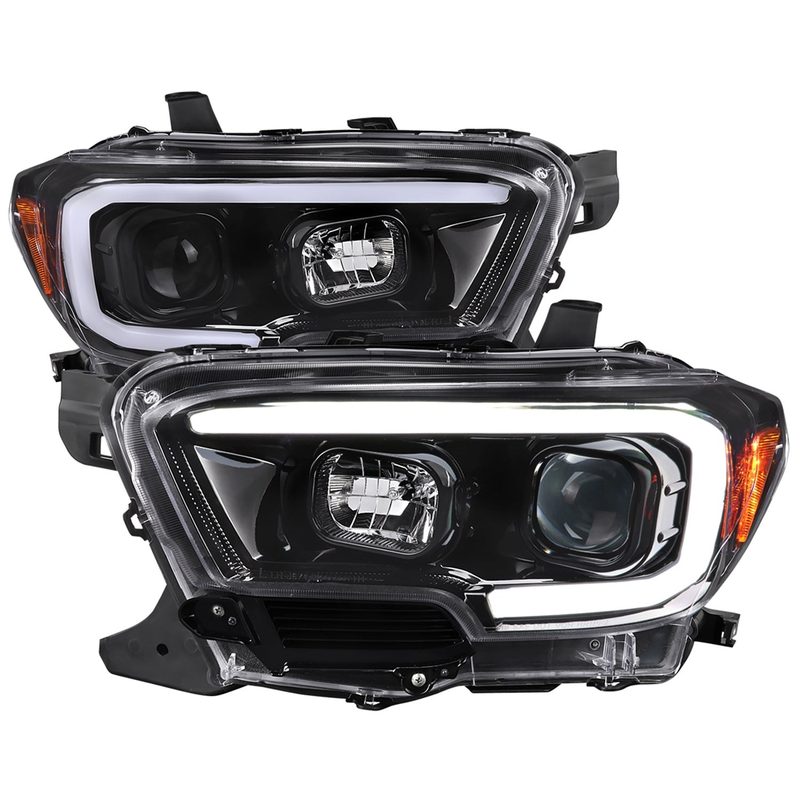 2016-2023 Toyota Tacoma Switchback LED C-Bar Projector Headlights Glossy Black