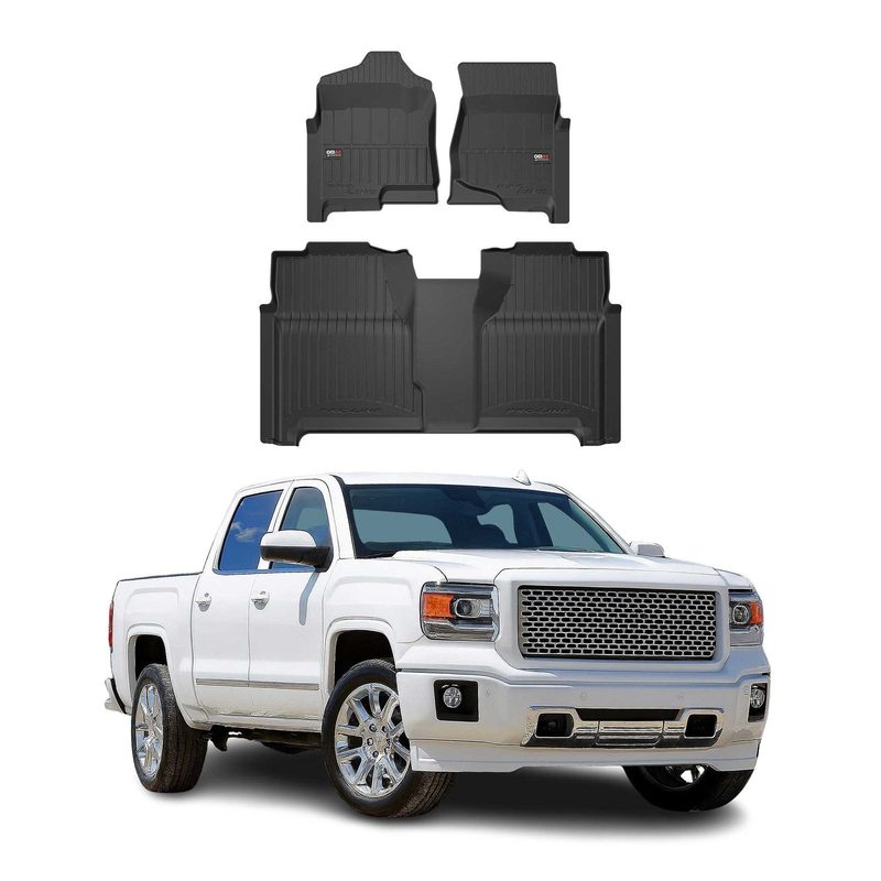 2014-2019 GMC Sierra Denali 1500/2500HD/3500HD 3gen. Crew Cab Proline Floor Mat Premium TPE Black 3 Pcs